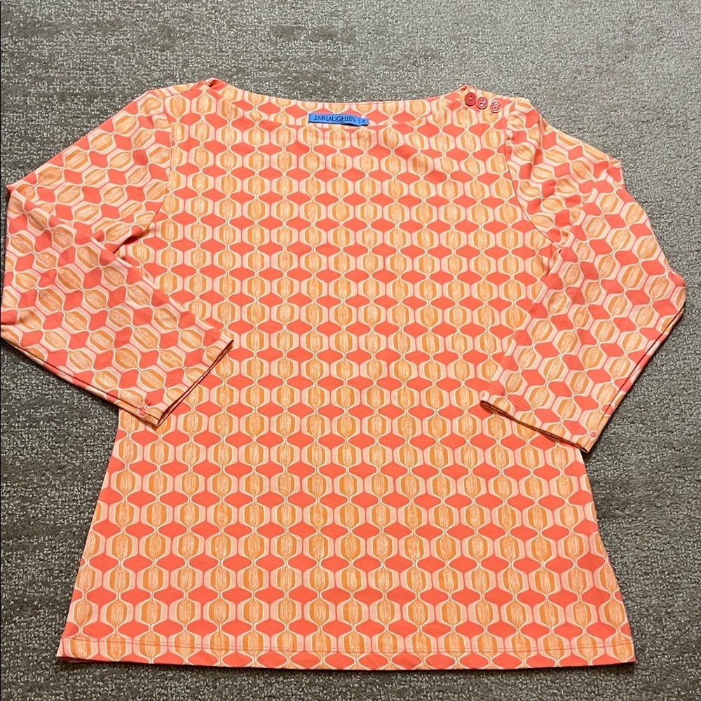 NWOT J. McLaughlin Women’s 3/4 Length Sleeve Pink/Coral Shirt Size S